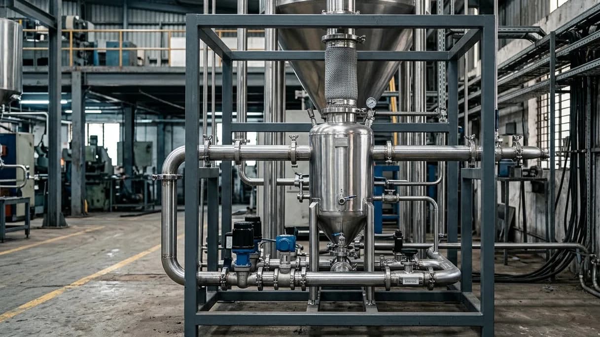 Polished stainless steel sanitary process pipework